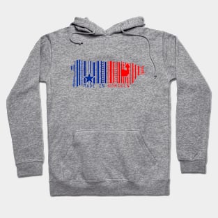 Puerto Rico Map Made in Boriken Flag Colors Barcode Design Hoodie